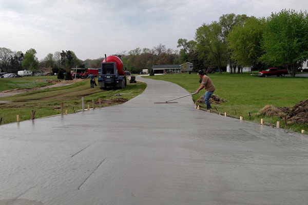 New concrete driveway and walkway